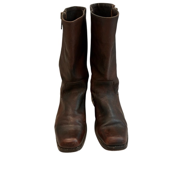 Frye Heath Outside Zip Leather Boots, Maple Brown, Sz 9 - Picture 5 of 16